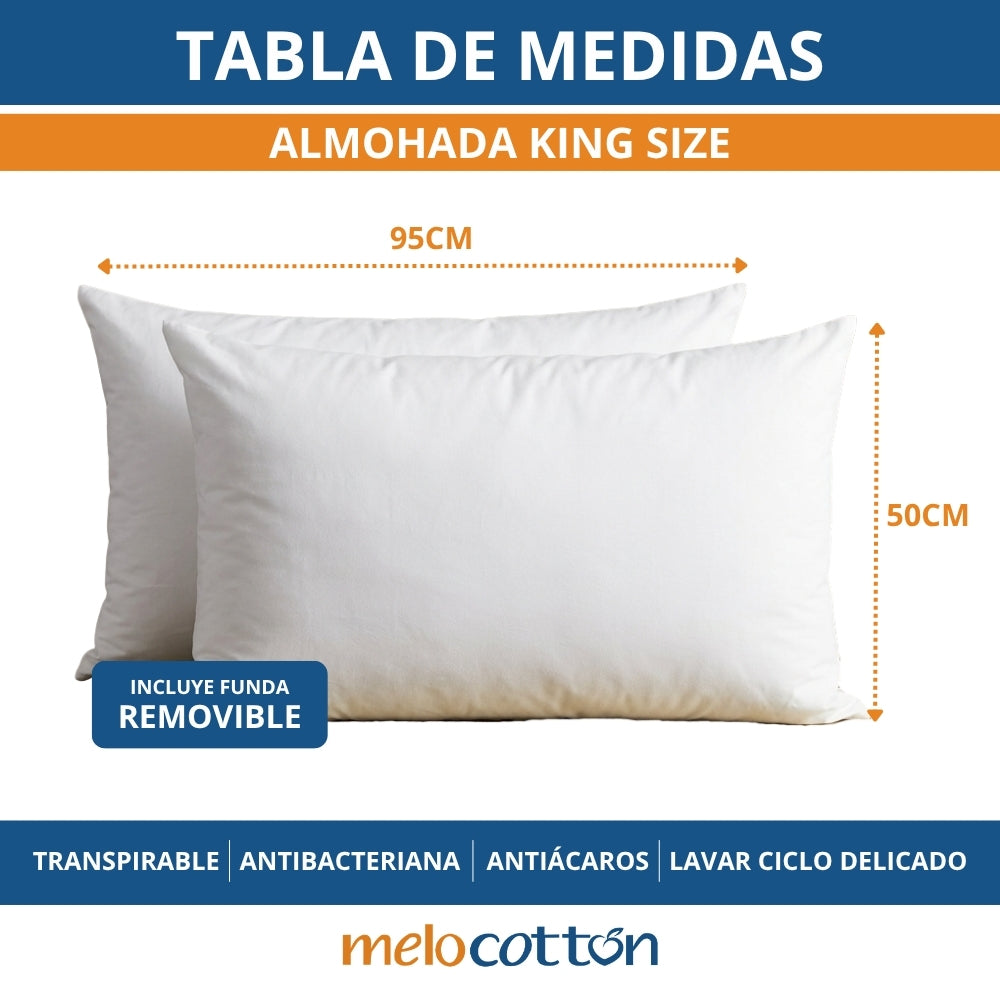 PACK DE 2 ALMOHADAS KING SIZE.