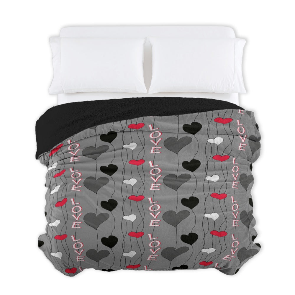 COBERTOR CON BORREGA MATRIMONIAL Y KING SIZE.