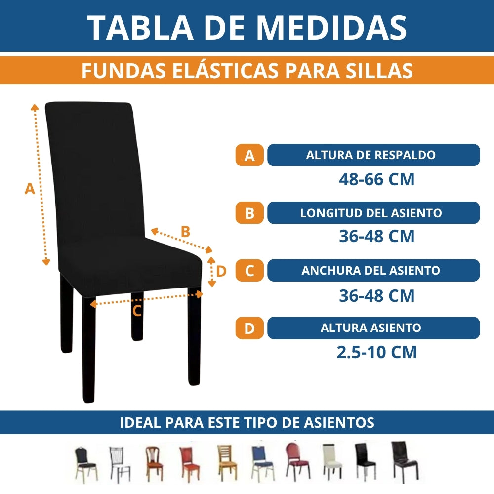 JUEGO DE 6 FUNDAS ELÁSTICAS PARA SILLAS.