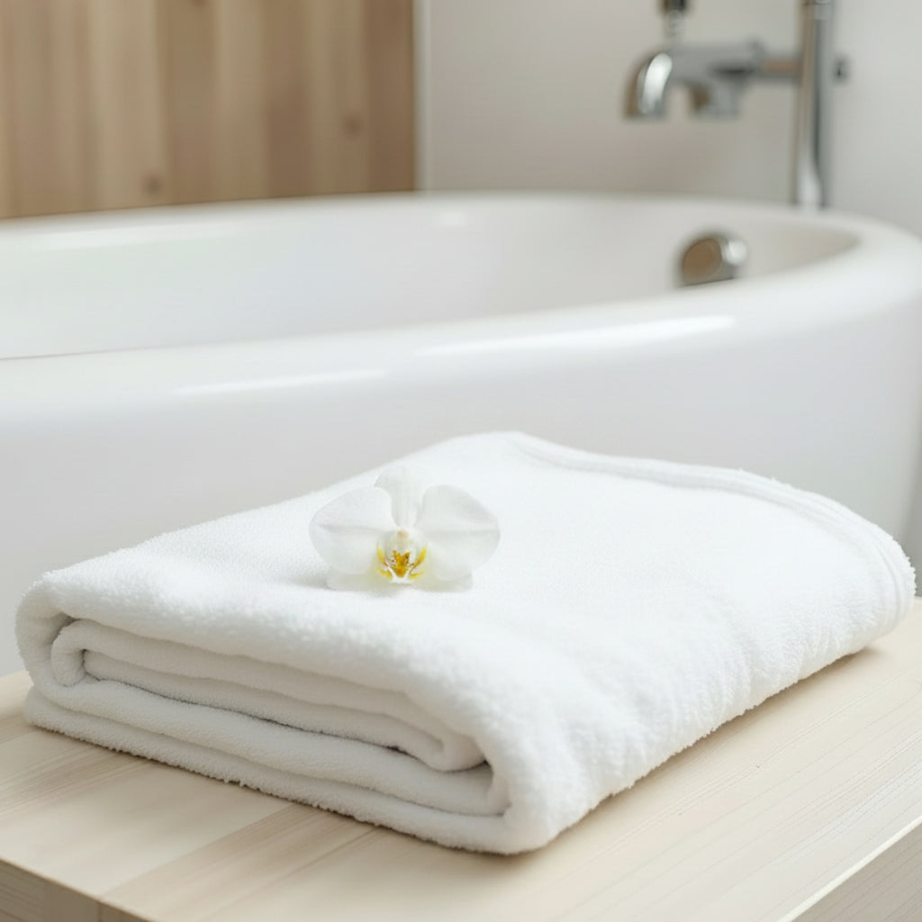 TOALLA BAÑO COMPLETO BLANCA HOTELERA.