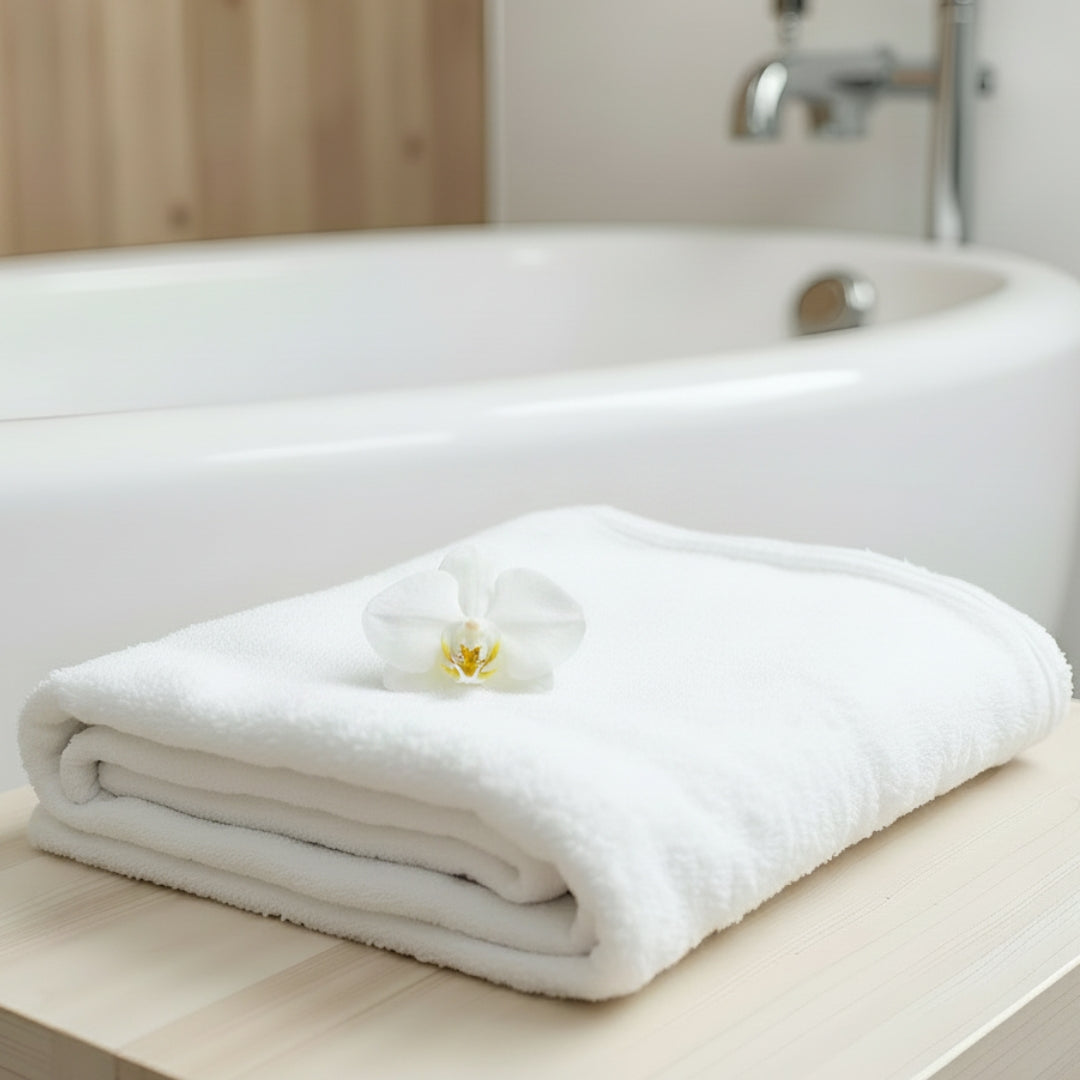 TOALLA BAÑO COMPLETO BLANCA HOTELERA.