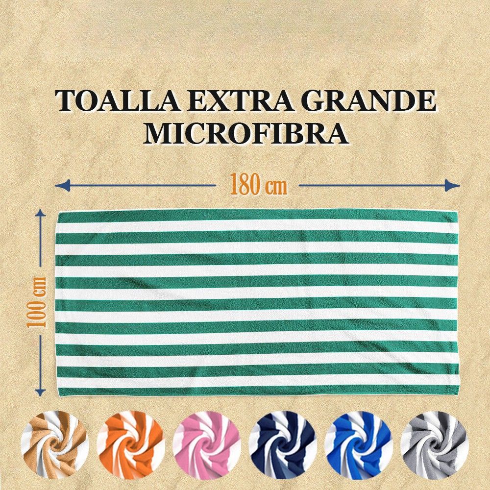 TOALLA EXTRA GRANDE RAYADA MICROFIBRA.
