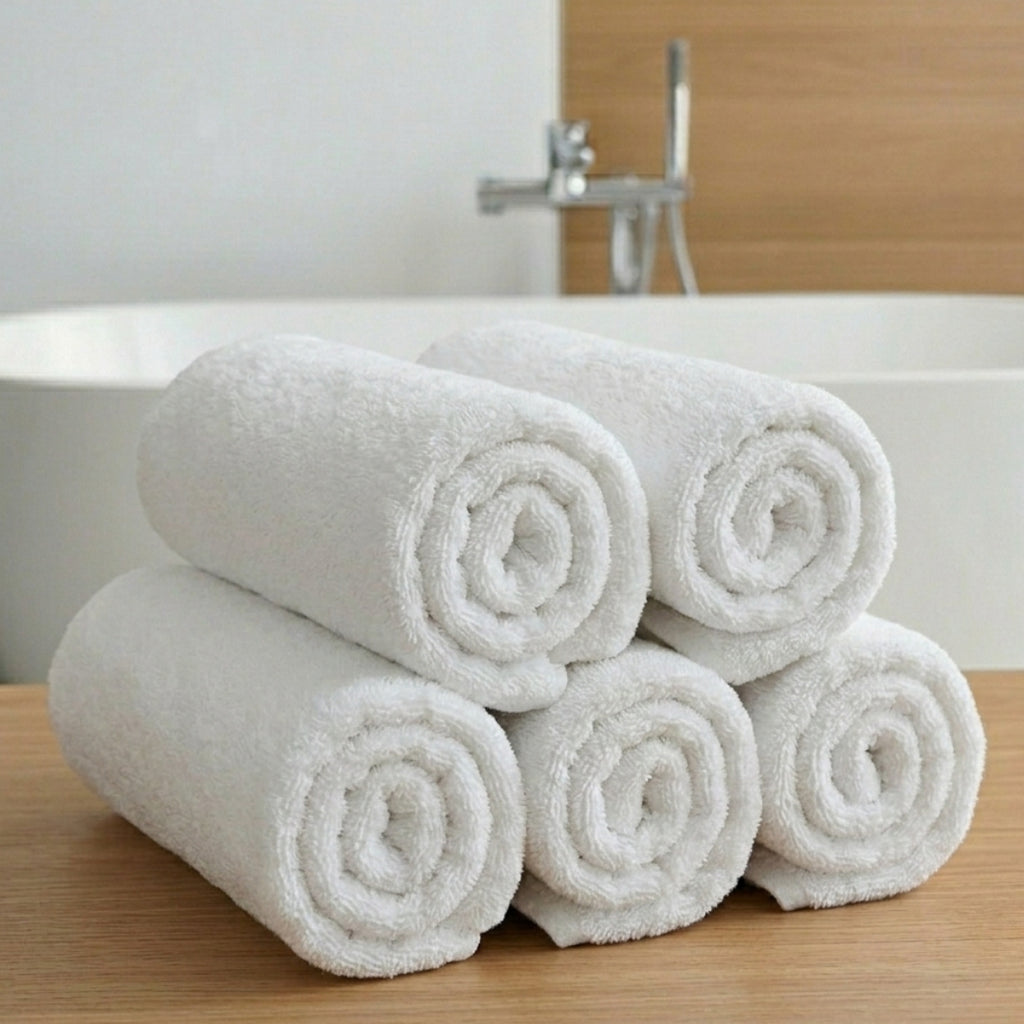 TOALLA BAÑO COMPLETO BLANCA HOTELERA.